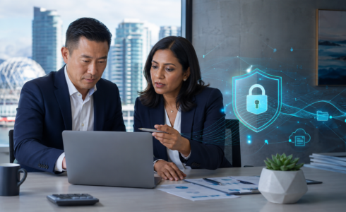 Vancouver accounting professionals reviewing cybersecurity risks and secure data protection