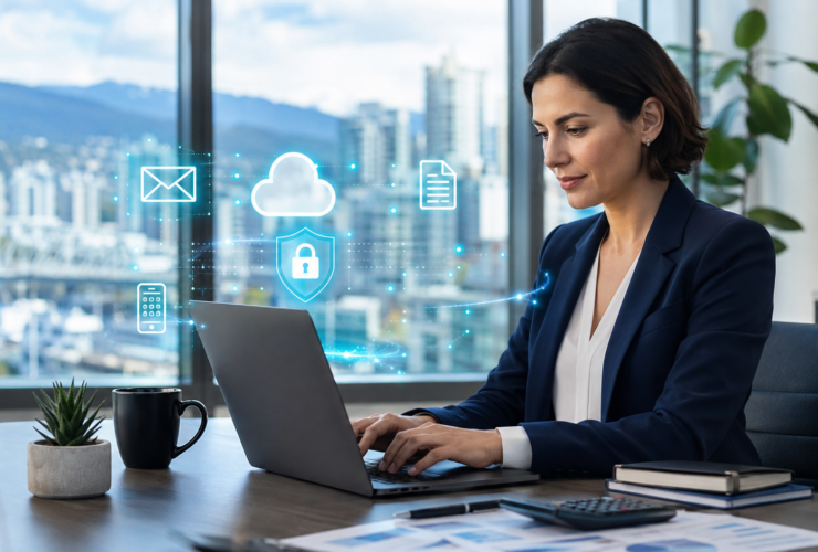 Accountant using secured Microsoft 365 cloud email and document services in Vancouver