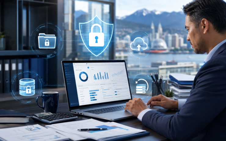 Accounting professional protecting QuickBooks files and confidential client financial data